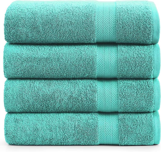 LANE LINEN Bathroom Towels Set (4 Pack)- 100% Cotton Luxury Bath Towels for Bathroom, Soft Shower Towels, Quick Dry Turkish Bath Towels, Super Absorbent Hotel Quality Bath Towel Set (28"x 54")- Teal