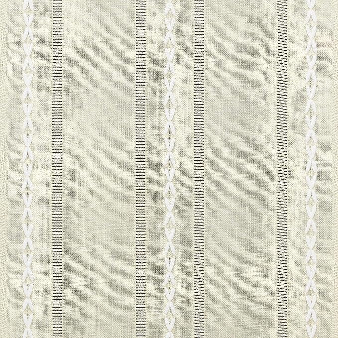 Hemstitched Farmhouse Table Runner, Beige 13x72 Inch, Cotton Linen Table Runners 72 Inches Long, Embroidered Striped Beige Boho Table Runner Rustic Home Decor