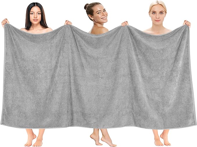Cotton Paradise 100% Cotton 40x80 Oversized Bath Sheet, Extra Large Turkish Bath Towels for Bathroom, Light Gray Bathsheet