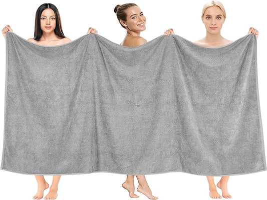 Cotton Paradise 100% Cotton 40x80 Oversized Bath Sheet, Extra Large Turkish Bath Towels for Bathroom, Light Gray Bathsheet
