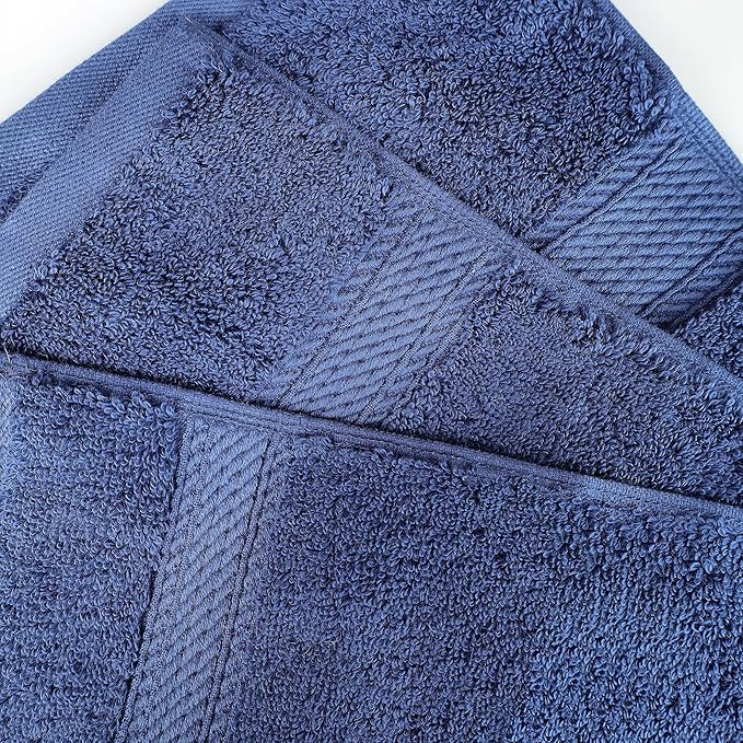 BNM Egyptian Cotton Heavyweight Towels, Ideal for Bathroom, Shower, Spa, Hotel, 800 GSM, Face/Washcloths, Hand Towels, Bath Towels, Highly-Absorbent, Luxury Home Basics, 9 Piece Towel Set, Navy Blue